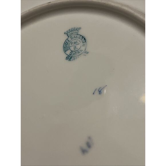 Royal Bavarian China Portrait Lovely Lady Plate 8" Cobalt - Picture 3 of 3